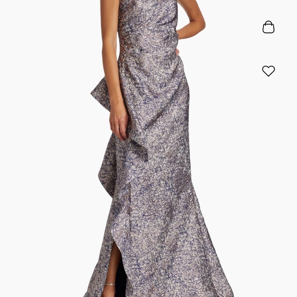 ✨Teri Jon for Rickie Freeman One Shoulder Jacquard Metallic Gown in Pink Lilac✨ - Picture 11 of 16